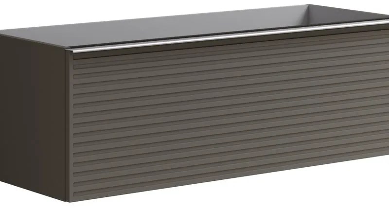 Mobile da bagno sotto lavabo Pixel stripes frontale grigio carbone e maniglia alluminio brillante laccato opaco L 120 x H 40 x P 45.5 cm 1 cassetto, lavabo non incluso