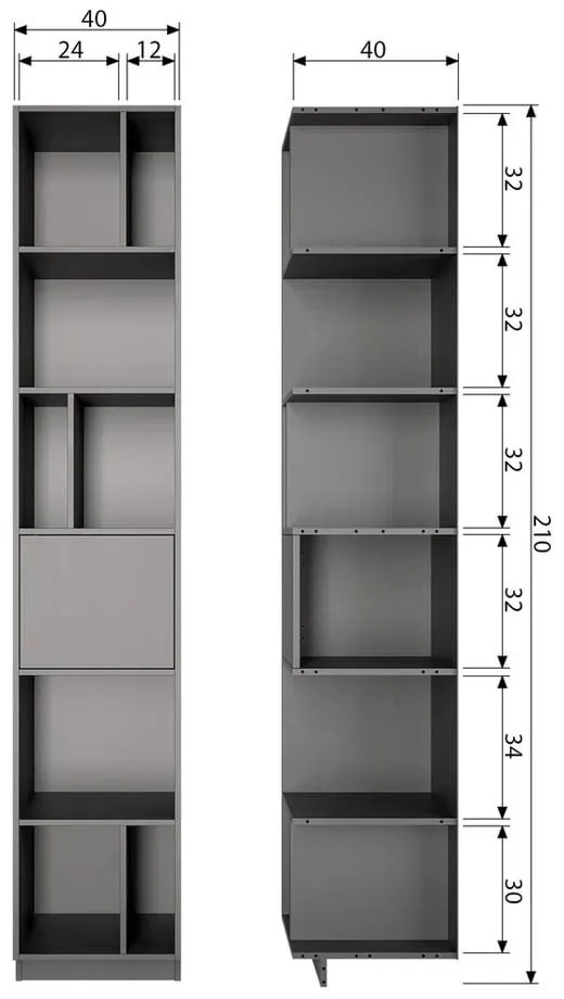 Libreria modulare in legno di pino nero 40x210 cm Finca - WOOOD