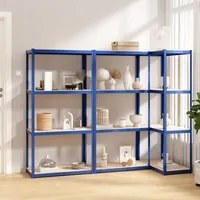 Scaffali a 4 Ripiani 3 pz Blu in Acciaio e Legno Multistrato cod mxl 40121