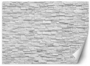 Carta Da Parati, Muro di pietra bianca muro 150x105 Effetto Tela Fliselina TNT