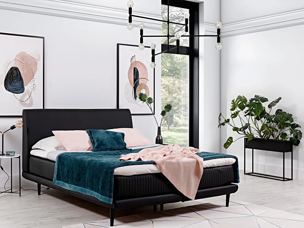 Letto matrimoniale boxspring Australia - 180 x 200 cm , Ecopelle nero