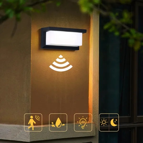 Brilagi-LED Applique da esterno con sensore BRICKY LED/12W/230V nero IP54