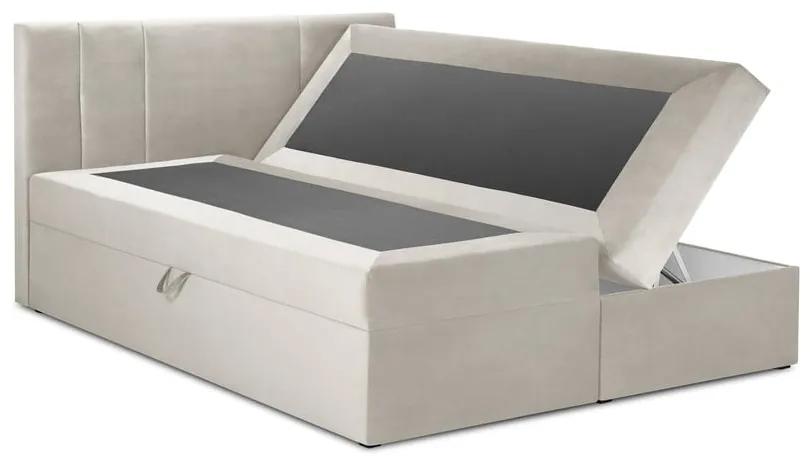 Letto boxspring beige con contenitore 180x200 cm Afra - Mazzini Beds