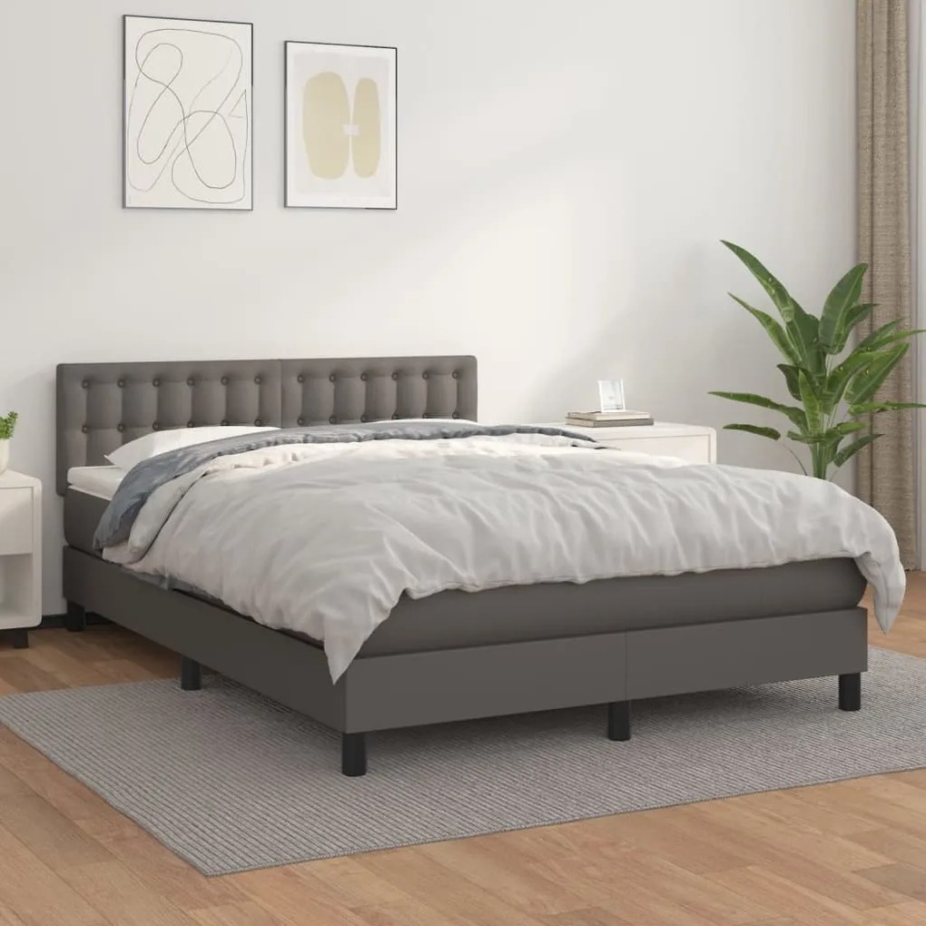 Giroletto A Molle Con Materasso Grigio 140x200 Cm İn Similpelle /