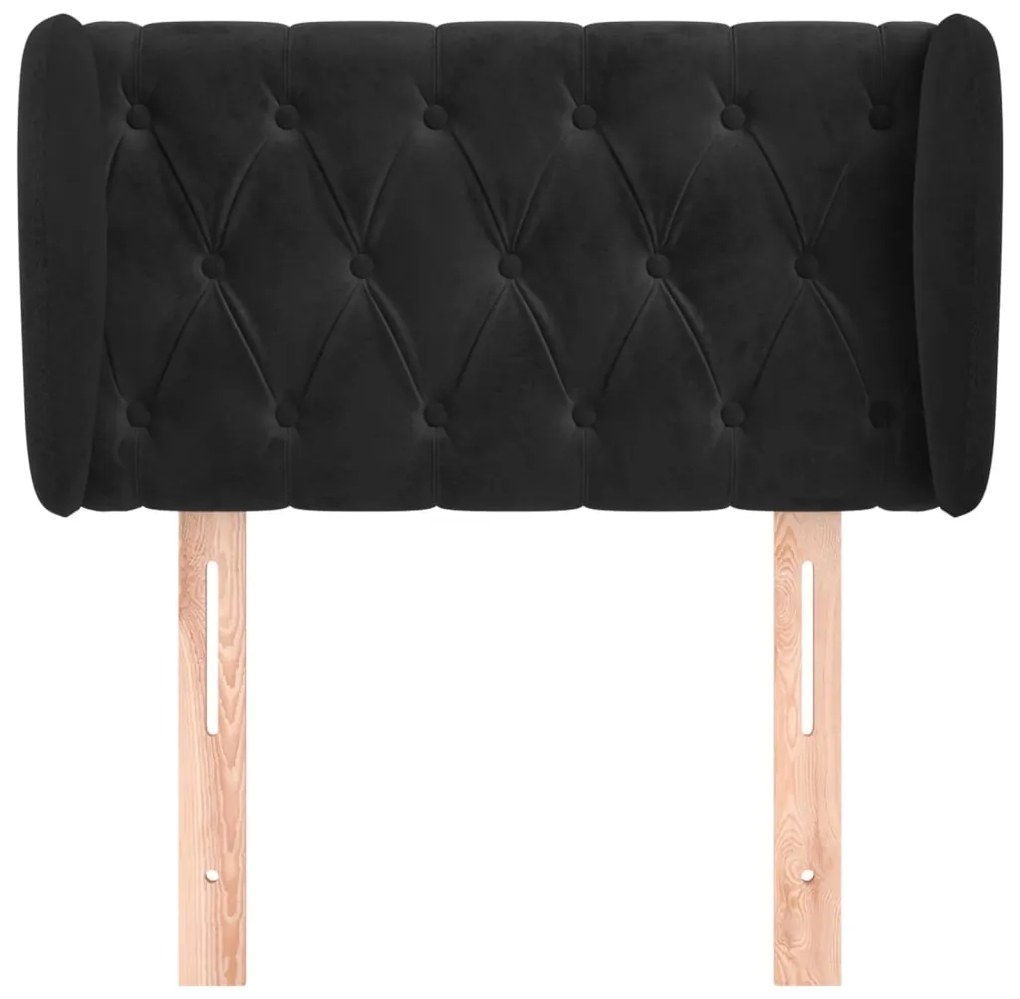 Testiera ad orecchio nera 83 x 23 x 78/88 cm in velluto