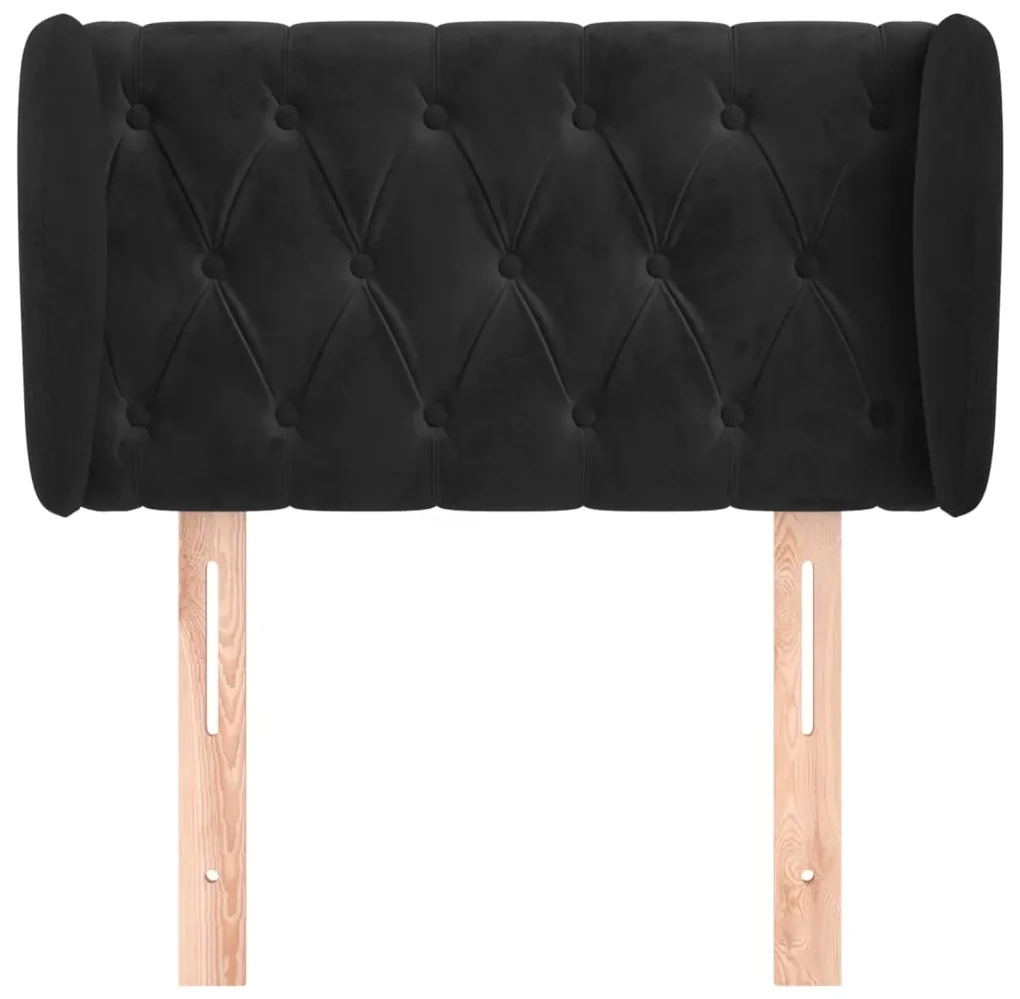 Testiera ad orecchio nera 83 x 23 x 78/88 cm in velluto