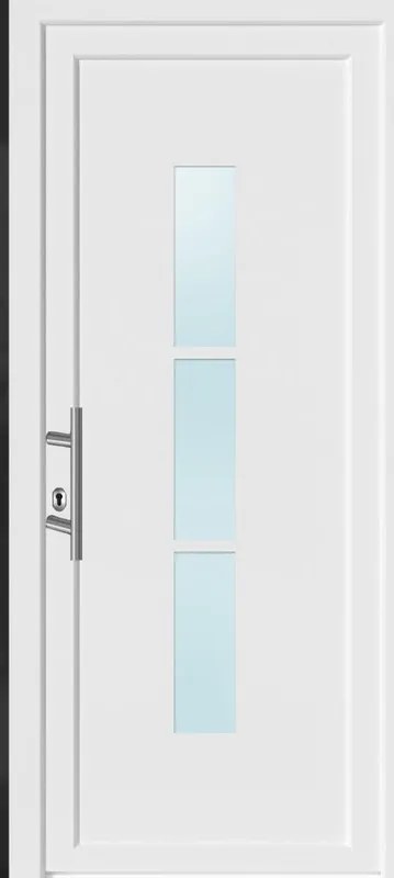 Portoncino d'ingresso 10012 con vetro L 90 x H 210 cm in PVC bianco