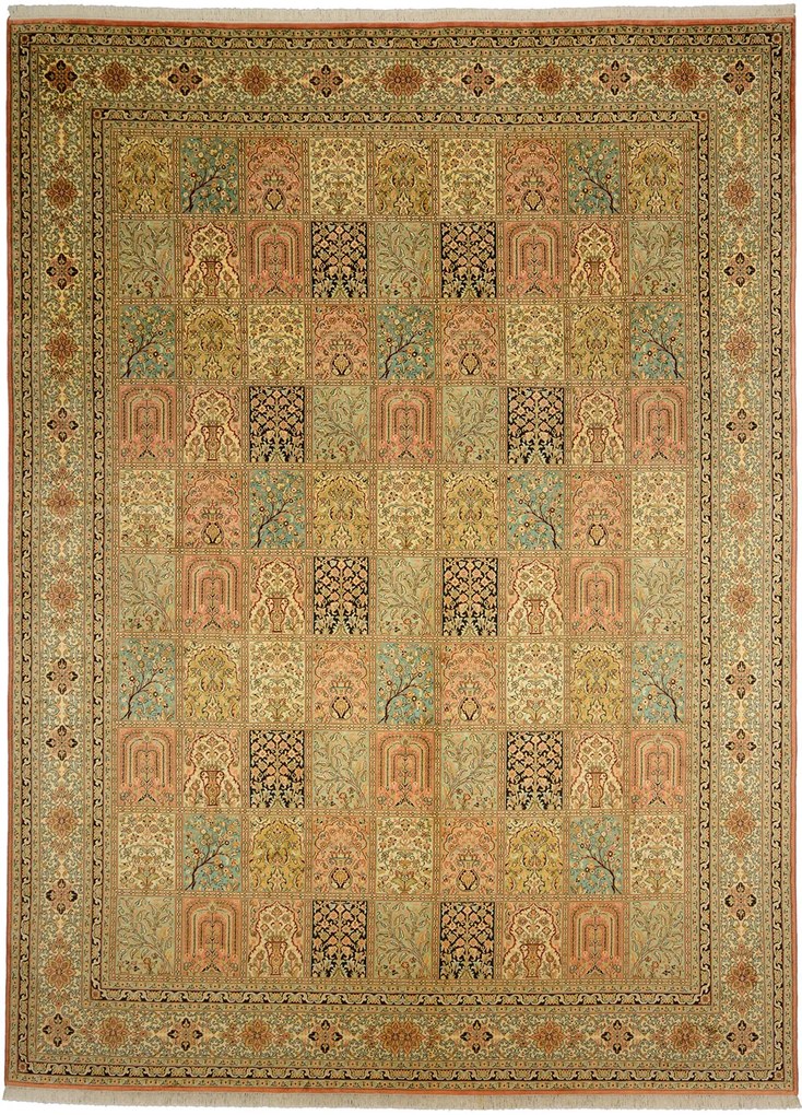 Cashmere Silk Tappeto 270x370 Beige (Indian) Annodato A Mano