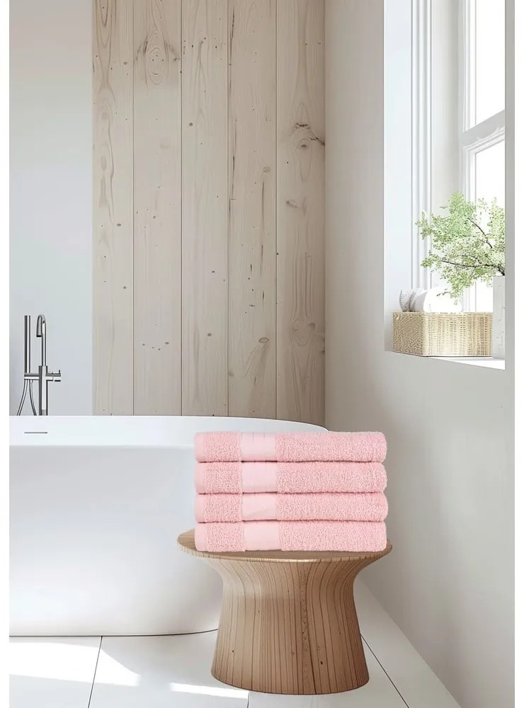 Set di 4 asciugamani in spugna di cotone rosa 50x100 cm - Good Morning