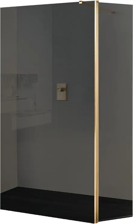 Deflettore walk-in Wens L 40 X H 200 cm, vetro fumè 6 mm, profilo oro spazzolato