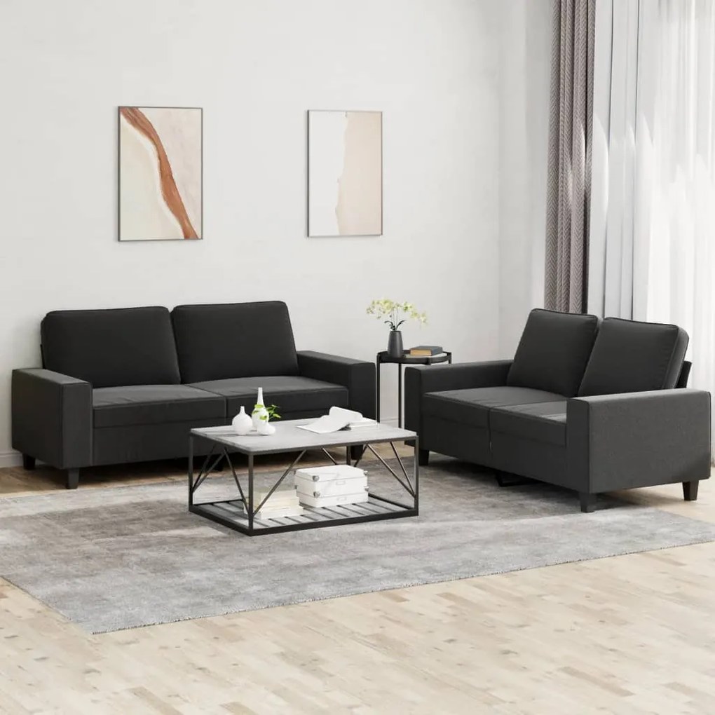 Set Di Divani 2 Pz Nero İn Tessuto /