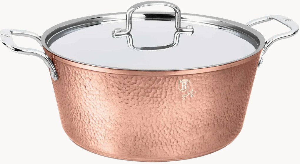 Pentola con rivestimento antiaderente e coperchio Hammered Copper