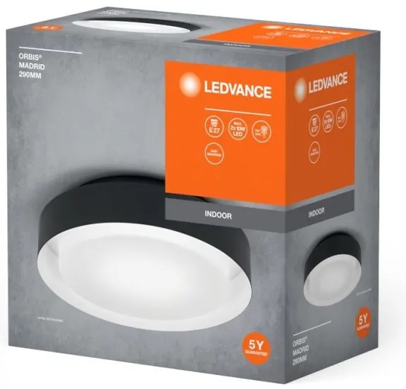 Ledvance - Plafoniera ORBIS MADRID 2xE27/10W/230V nero