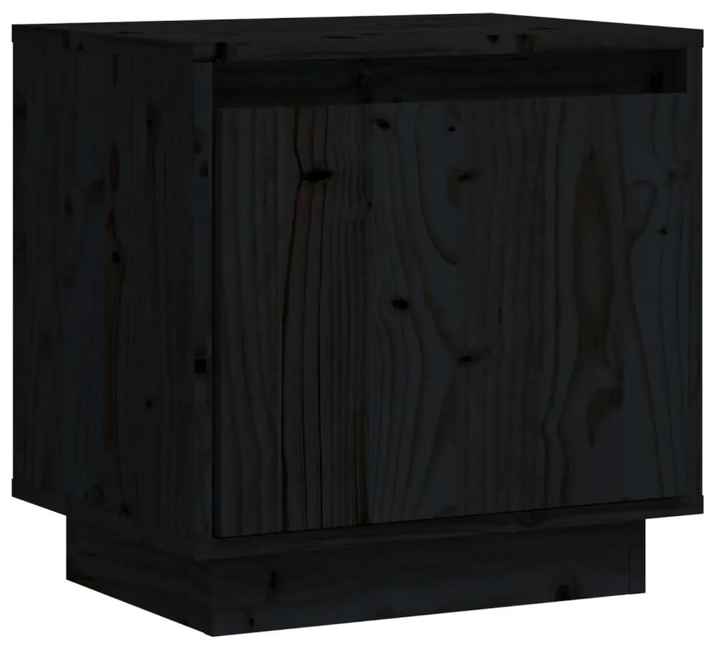 Comodino nero 40x30x40 cm in legno massello di pino