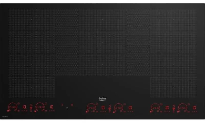 Beko HII98810NT Piano Cottura Induzione 5 Fuochi Larghezza 90 cm Piano in Vetro colore Nero