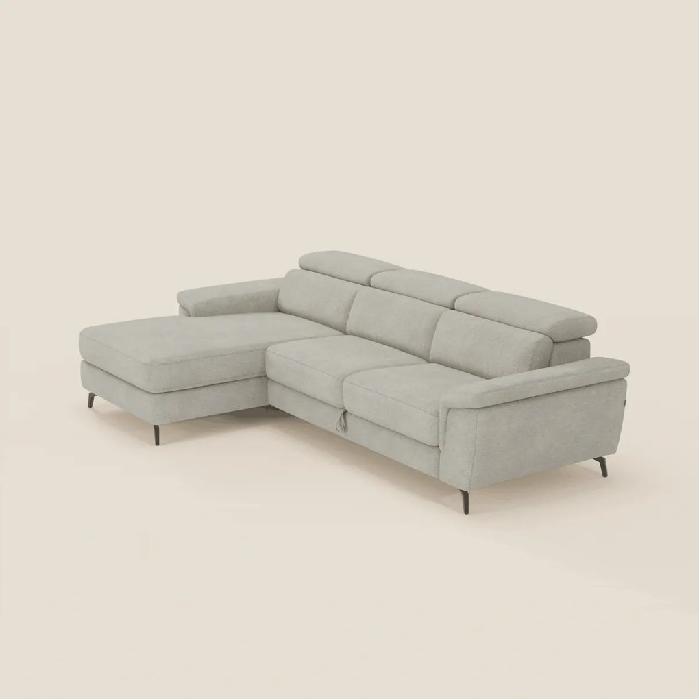 Estro Divano estraibile con chaise-longue e poggiatesta reclinabili in tessuto impermeabile T14 panna