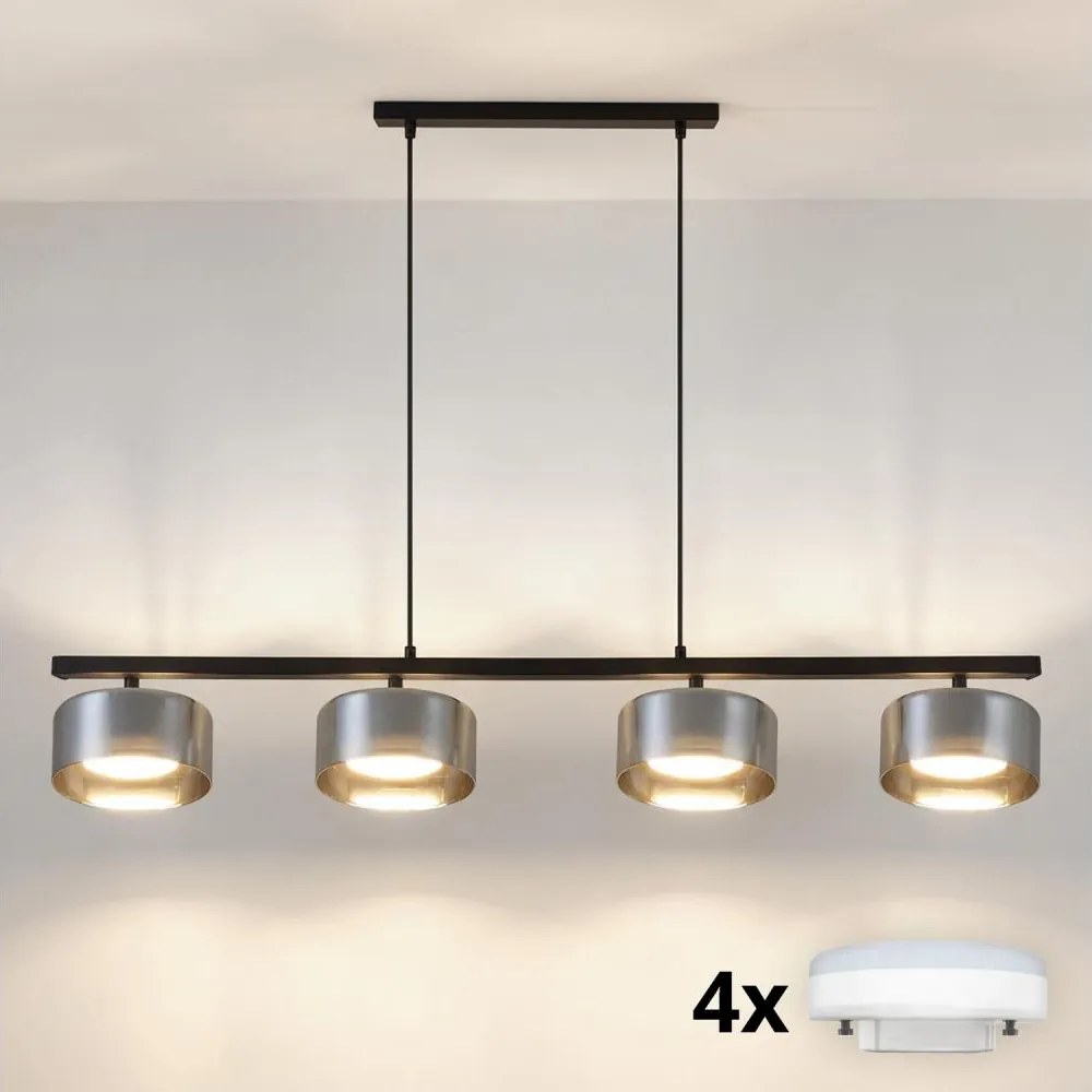Brilagi - LED Lampadario sospeso su cavo AURA LUX 4xGX53/30W/230V nero/fumé