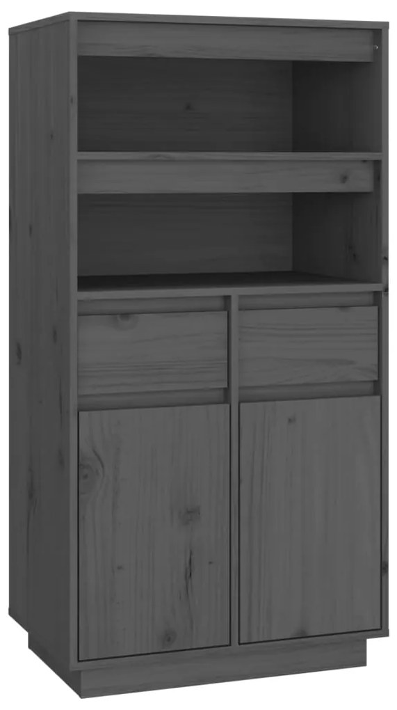 Credenza grigia 60x40x116,5 cm in legno massello di pino