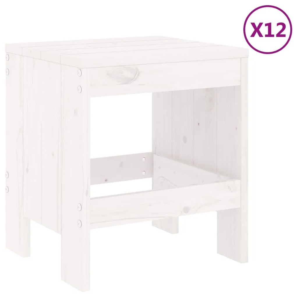 Set da pranzo per giardino 13pz bianco legno massello di pino