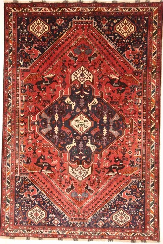 Gashghai Tappeto 310 x 210 Rosso (Iran) Annodato A Mano