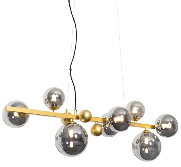 Lampadario Art Déco oro con vetro fumé 8 luci - DAVID