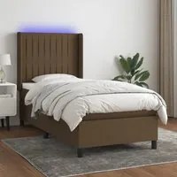 Letto a Molle Materasso e LED Marrone Scuro 90x200cm in Tessuto cod mxl 35505