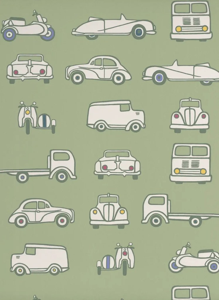 Little Greene Carta da parati Road Trip - Pea Green