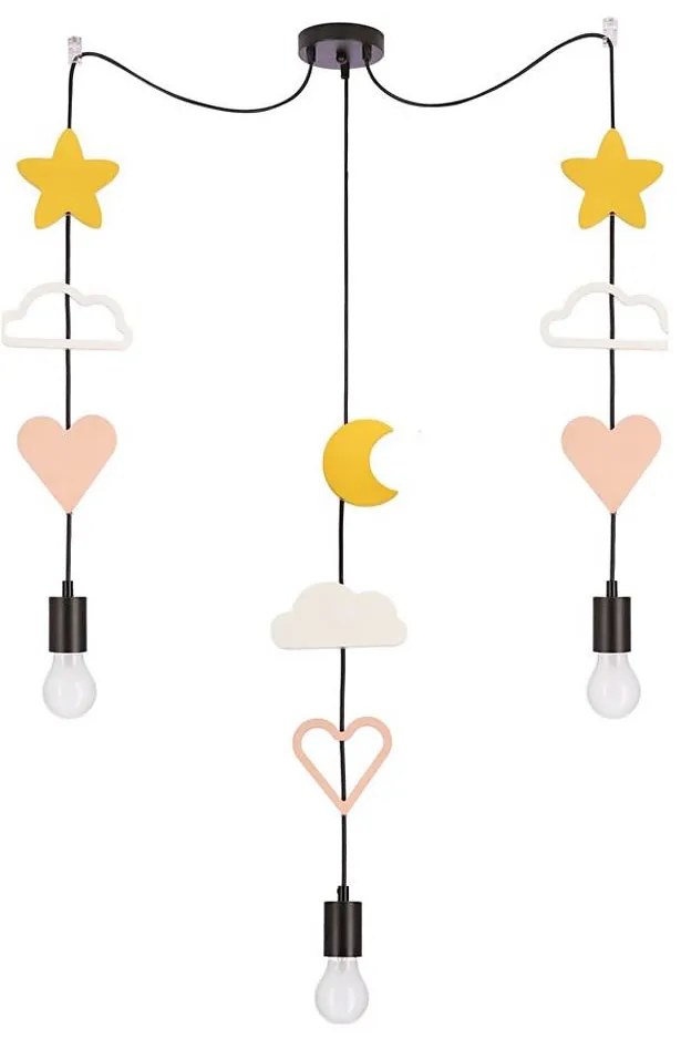Lampadario sospeso per bambini TRIO 3xE27/20W/230V giallo/bianco/rosa