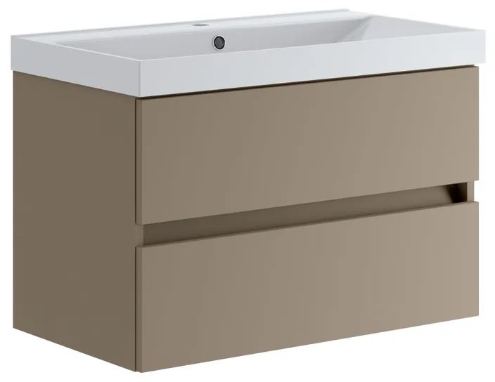 Mobile sottolavabo e lavabo Kora laccato opaco nocciola H 50 x P 45.5 cm 2 cassetti