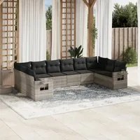 Set Divano Giardino 10 pz con Cuscini Grigio Chiaro Polyrattan 3220671