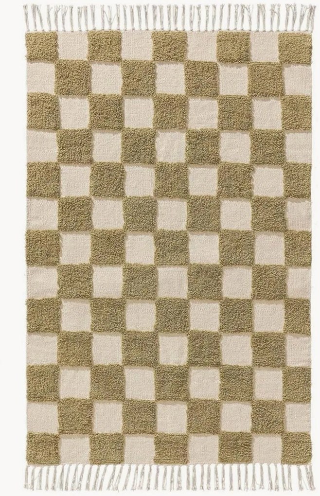 Tappeto in cotone tessuto a mano con motivo in rilievo Caro