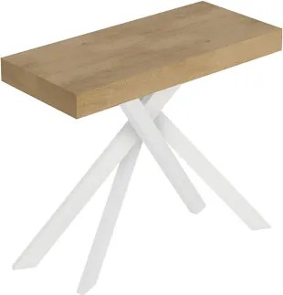 Consolle allungabile Libo Small - Quercia natura gambe bianche 90x40/196 cm