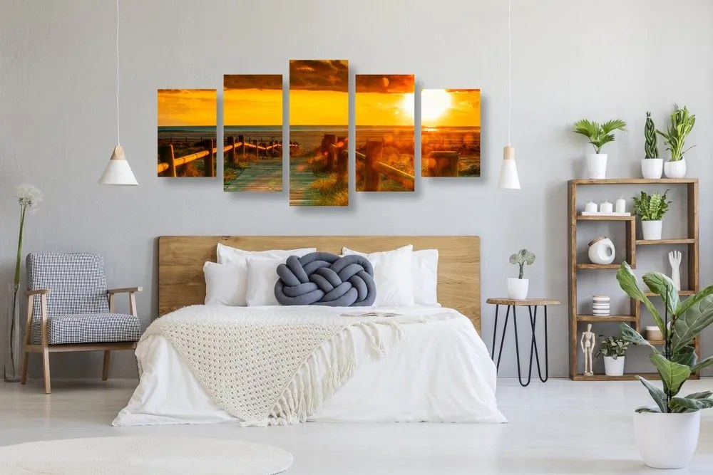 Quadri 5 pezzi – Splendido tramonto