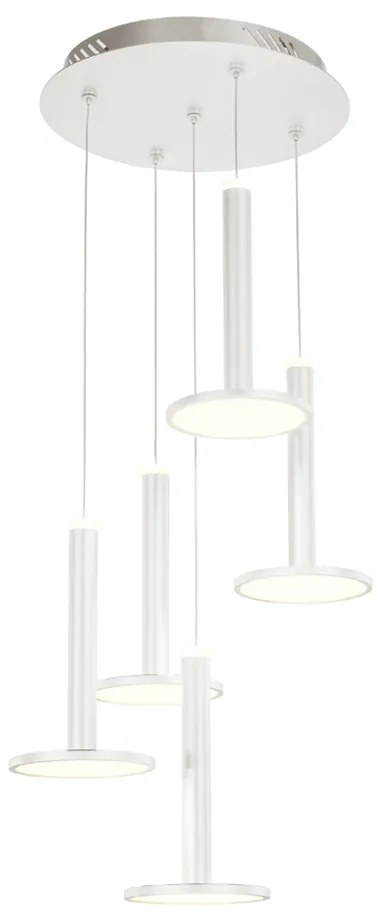 Lampadario Sospensione Moderno Tua Metallo Lgp Bianco 5 Led 45W Doppia Emissione