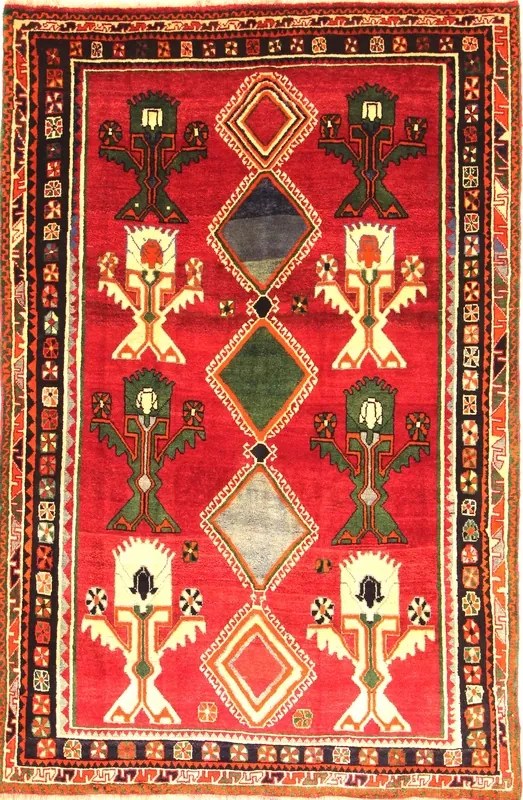 Gashghai Tappeto persiano 140 x 220 Rosso (Iran) Annodato A Mano