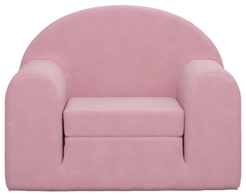 Divano letto per bambini rosa in morbido peluche