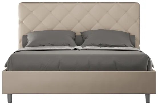 Letto senza rete imbottito 160x210 similpelle tortora Priya