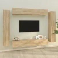 Set Mobili Porta TV 8pz Rovere Sonoma in Legno Multistrato 3114296