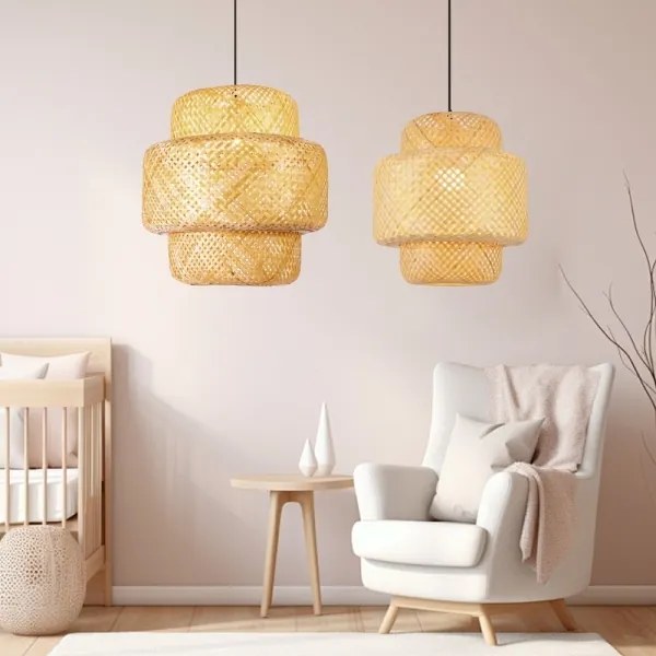 Immax 08267L - Lampadario a sospensione con filo HILO 1xE27/40W/230V diametro 38 cm bambù