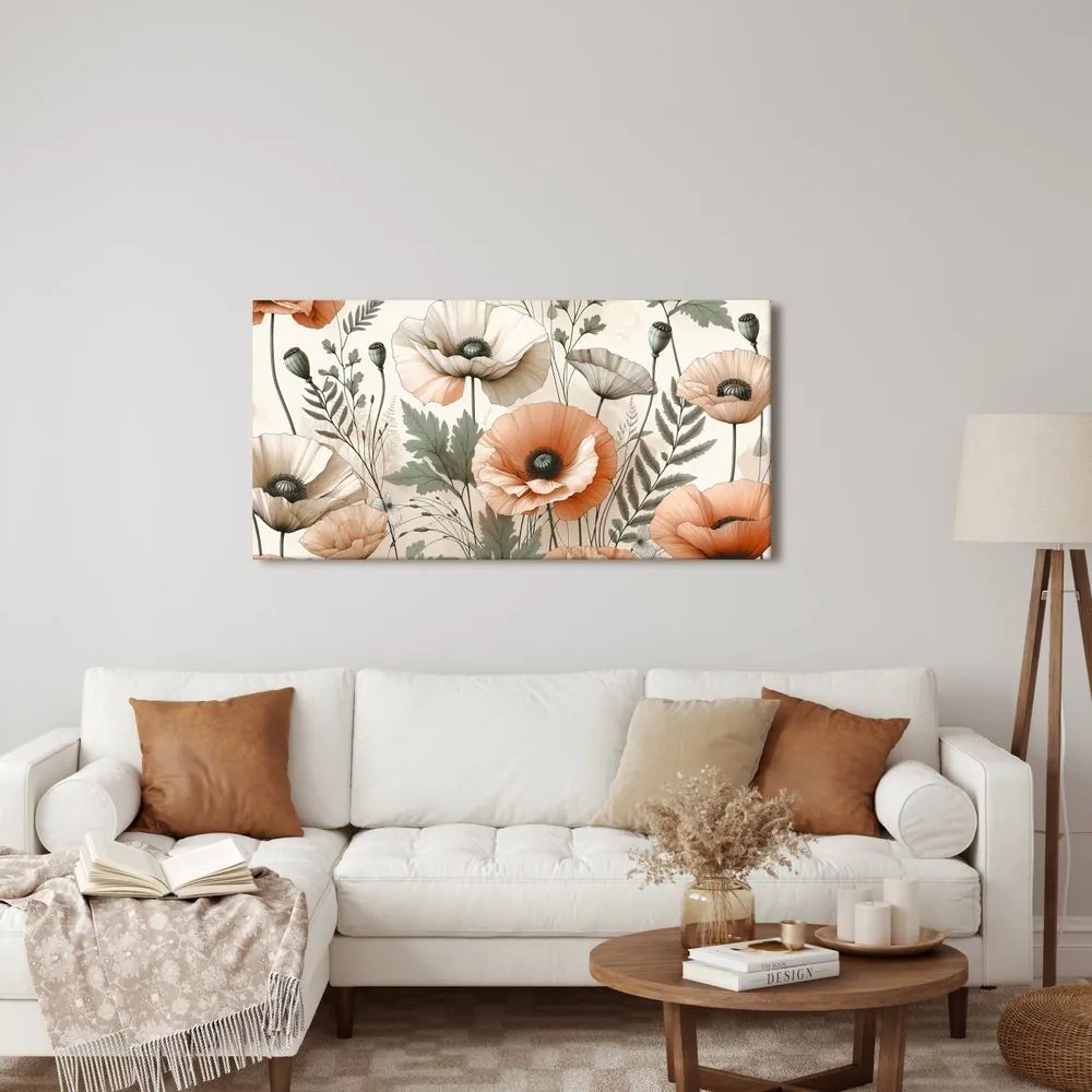 Quadro su tela – Papaveri di campo pastello