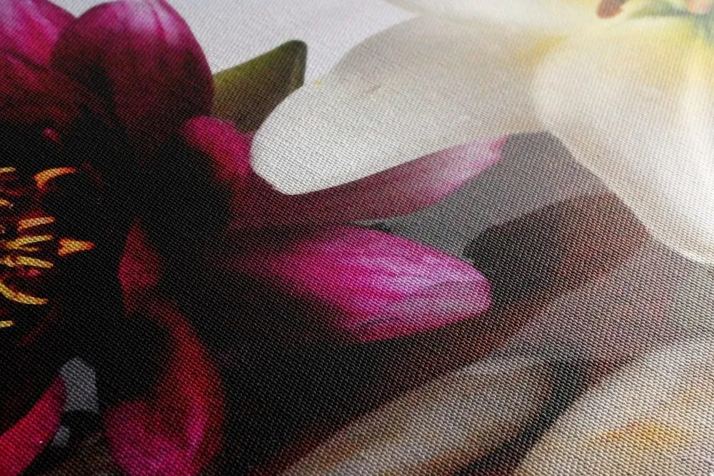 Stampa su tela – Fiori in ciotola con pietre Zen