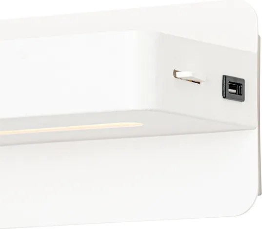 Applique moderna bianca con LED incluso, USB e interruttore - Ted
