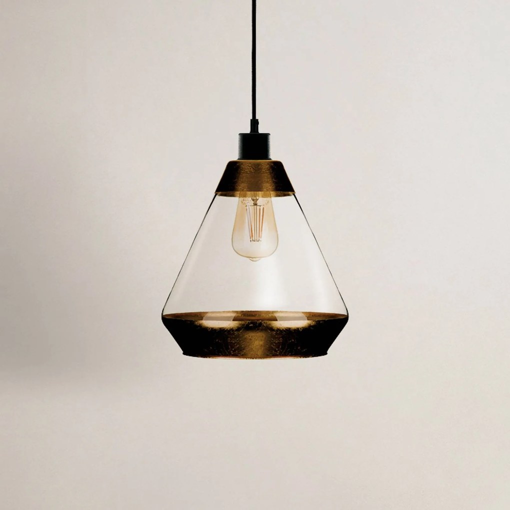 Euluna Lampada a sospensione Lonceng in vetro, decorazione dorata