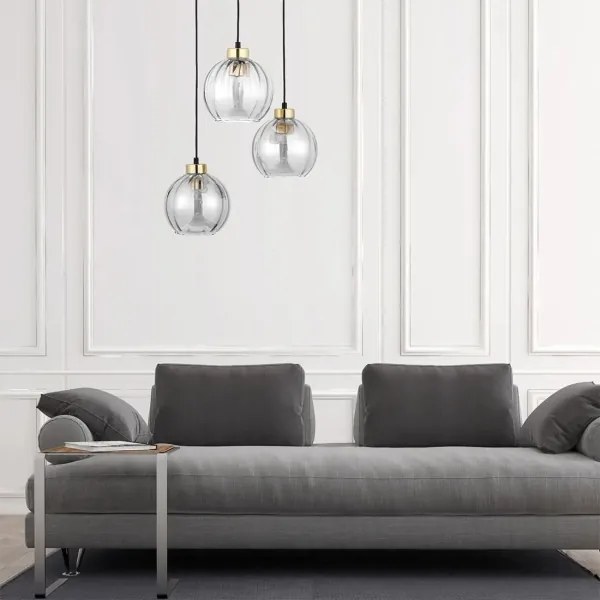 Lampadario LED su cavo DEVI 3xE27/15W/230V nero/trasparente
