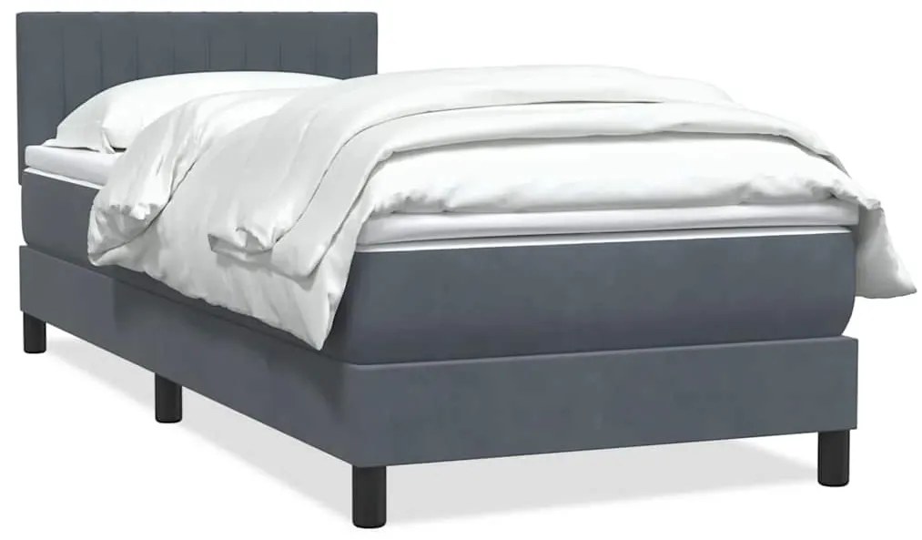 Giroletto A Molle Con Materasso Grigio Scuro 90x210 Cm Velluto /