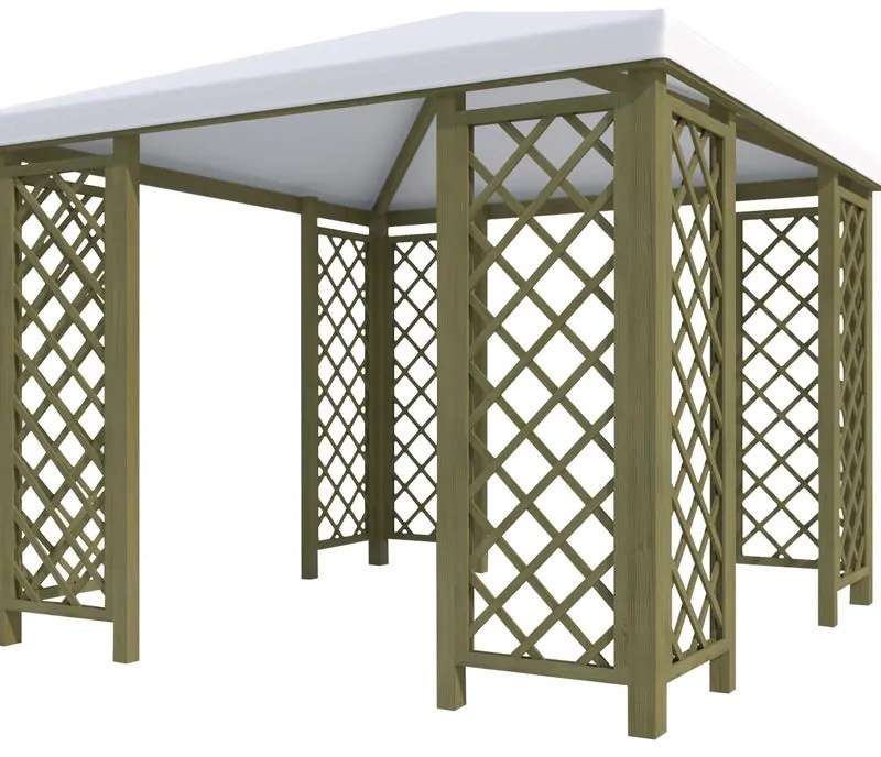 Gazebo Cherry in legno struttura naturale, copertura bianco L 300 x P 300 x H 265 cm