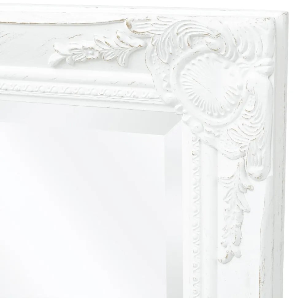 Specchio da Parete Stile Barocco 100x50 cm Bianco