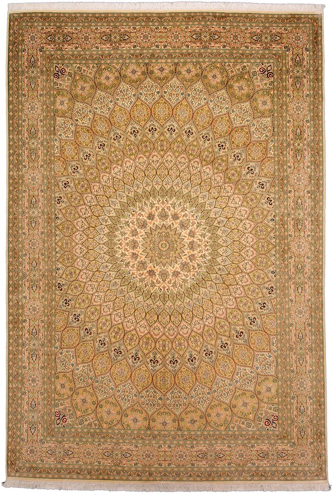 Cashmere Silk Tappeto 190x280 Beige (Indian) Annodato A Mano