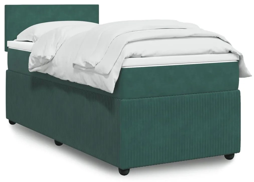Giroletto A Molle Con Materasso Verde Scuro 90x200 Cm Velluto /
