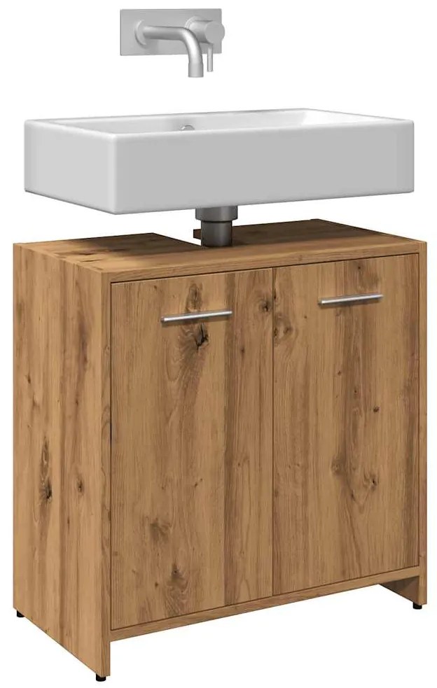 Mobile Lavabo Bagno Rovere Artigianale Legno Multistrato /